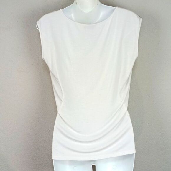 Calvin Klein White and Silver Sequin Top sz L Y2K - Picture 6 of 10